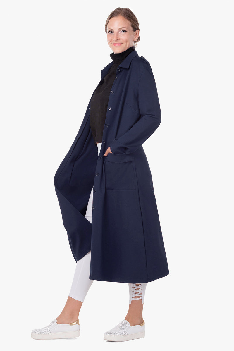 Navy full hotsell length coat